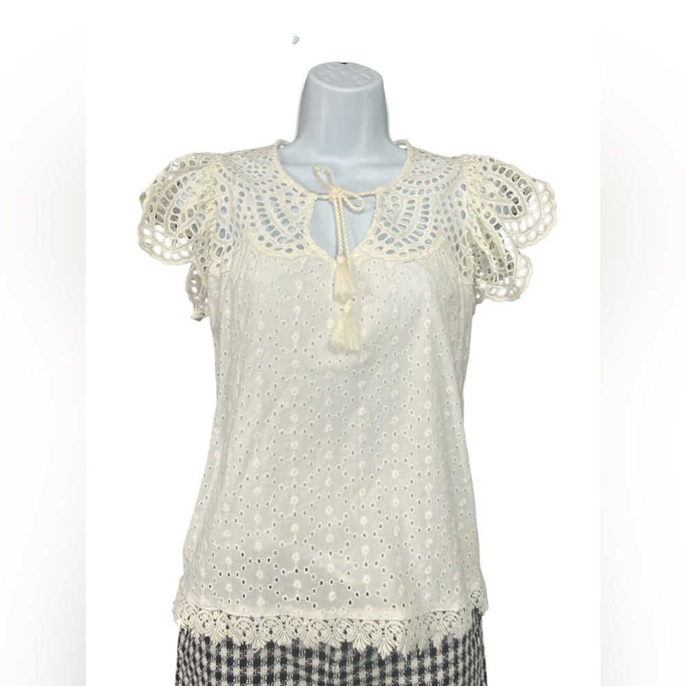 100% Cotton Eyelet Lace Top S